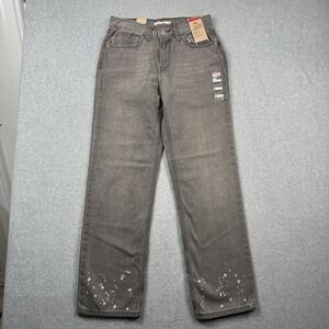 Levis Jeans Womens 28 / 6 Gray Paint Splatter Mid Rise Low Pro Straight NEW